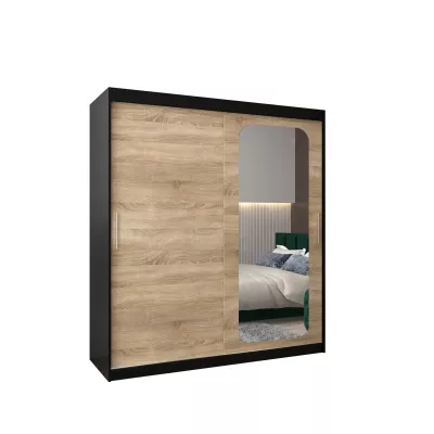 Zrcadlová skříň DONICELA 1 - 180 cm, černá / sonoma