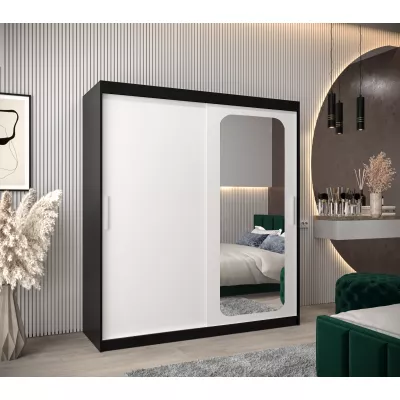 Zrcadlová skříň DONICELA 1 - 180 cm, černá / bílá