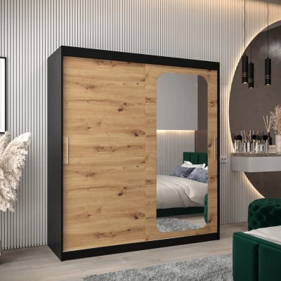 Zrcadlová skříň DONICELA 1 - 180 cm, černá / artisan