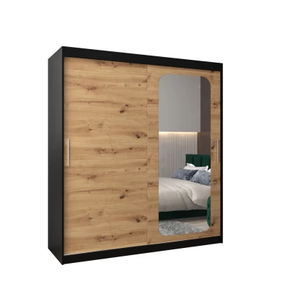 Zrcadlová skříň DONICELA 1 - 180 cm, černá / artisan