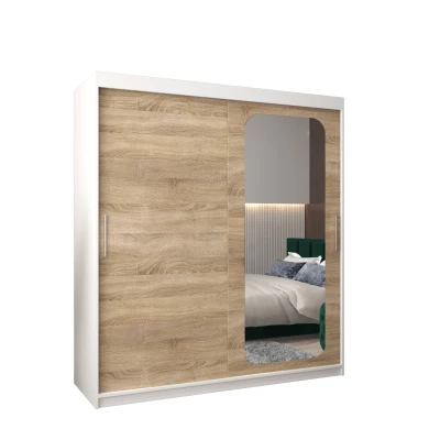 Zrcadlová skříň DONICELA 1 - 180 cm, bílá / sonoma