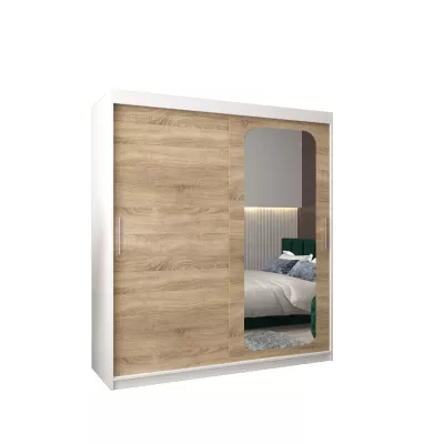 Zrcadlová skříň DONICELA 1 - 180 cm, bílá / sonoma