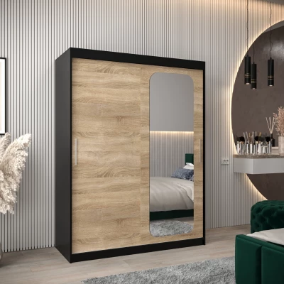 Zrcadlová skříň DONICELA 1 - 150 cm, černá / sonoma