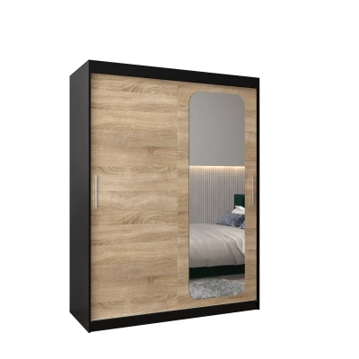 Zrcadlová skříň DONICELA 1 - 150 cm, černá / sonoma