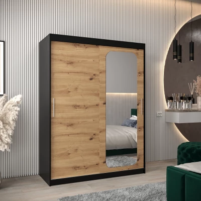 Zrcadlová skříň DONICELA 1 - 150 cm, černá / artisan