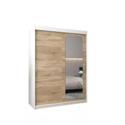 Zrcadlová skříň DONICELA 1 - 150 cm, bílá / sonoma