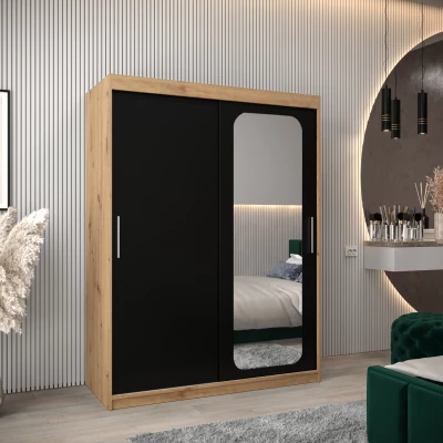 Zrcadlová skříň DONICELA 1 - 150 cm, artisan / černá