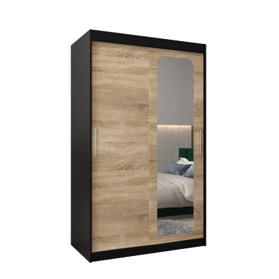 Zrcadlová skříň DONICELA 1 - 120 cm, černá / sonoma