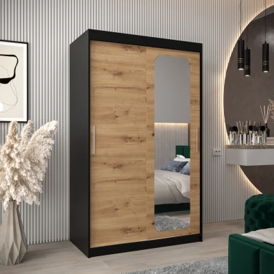 Zrcadlová skříň DONICELA 1 - 120 cm, černá / artisan