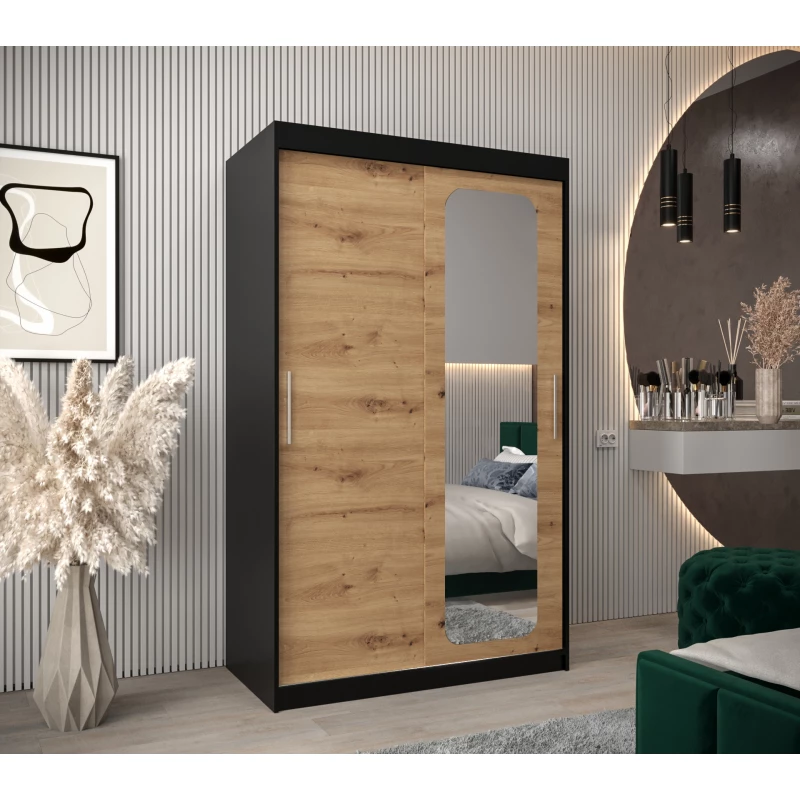 Zrcadlová skříň DONICELA 1 - 120 cm, černá / artisan