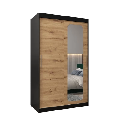 Zrcadlová skříň DONICELA 1 - 120 cm, černá / artisan