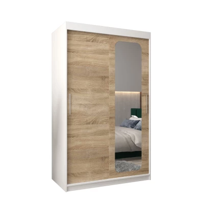 Zrcadlová skříň DONICELA 1 - 120 cm, bílá / sonoma