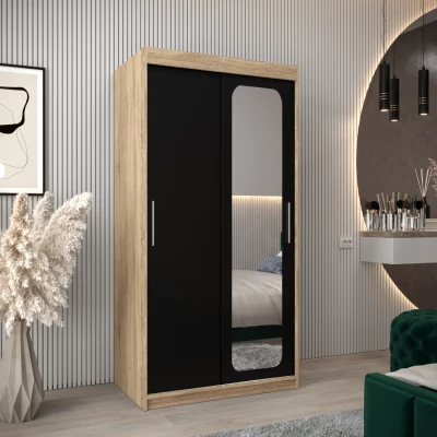 Zrcadlová skříň DONICELA 1 - 100 cm, sonoma / černá