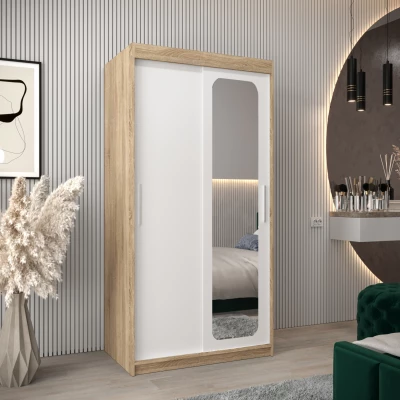 Zrcadlová skříň DONICELA 1 - 100 cm, sonoma / bílá