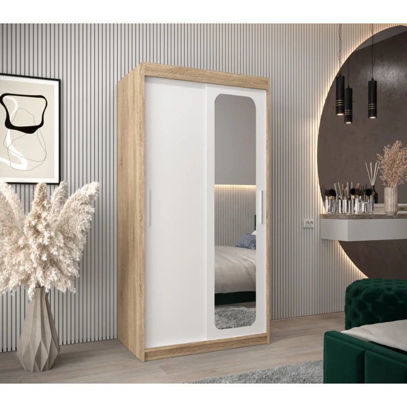 Zrcadlová skříň DONICELA 1 - 100 cm, sonoma / bílá