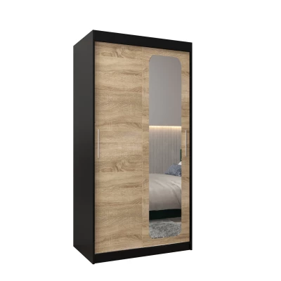 Zrcadlová skříň DONICELA 1 - 100 cm, černá / sonoma