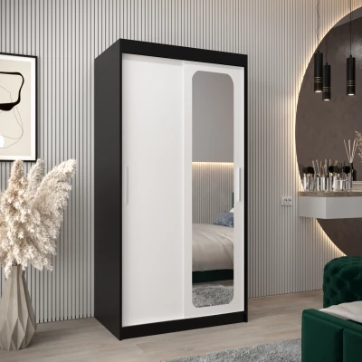 Zrcadlová skříň DONICELA 1 - 100 cm, černá / bílá
