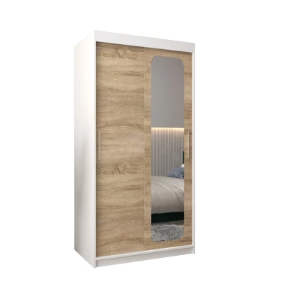 Zrcadlová skříň DONICELA 1 - 100 cm, bílá / sonoma