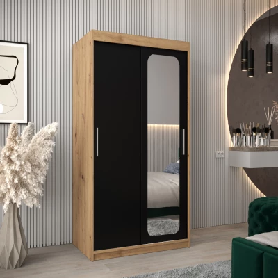 Zrcadlová skříň DONICELA 1 - 100 cm, artisan / černá