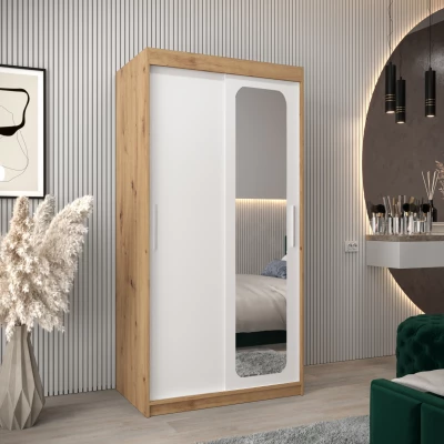 Zrcadlová skříň DONICELA 1 - 100 cm, artisan / bílá