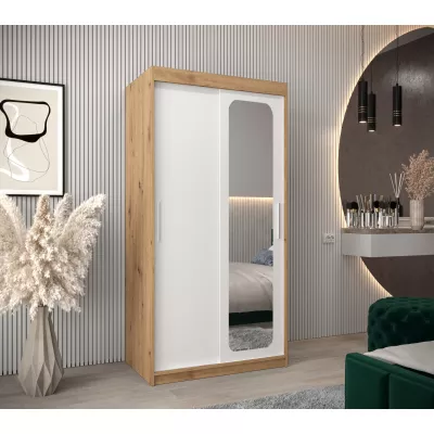 Zrcadlová skříň DONICELA 1 - 100 cm, artisan / bílá