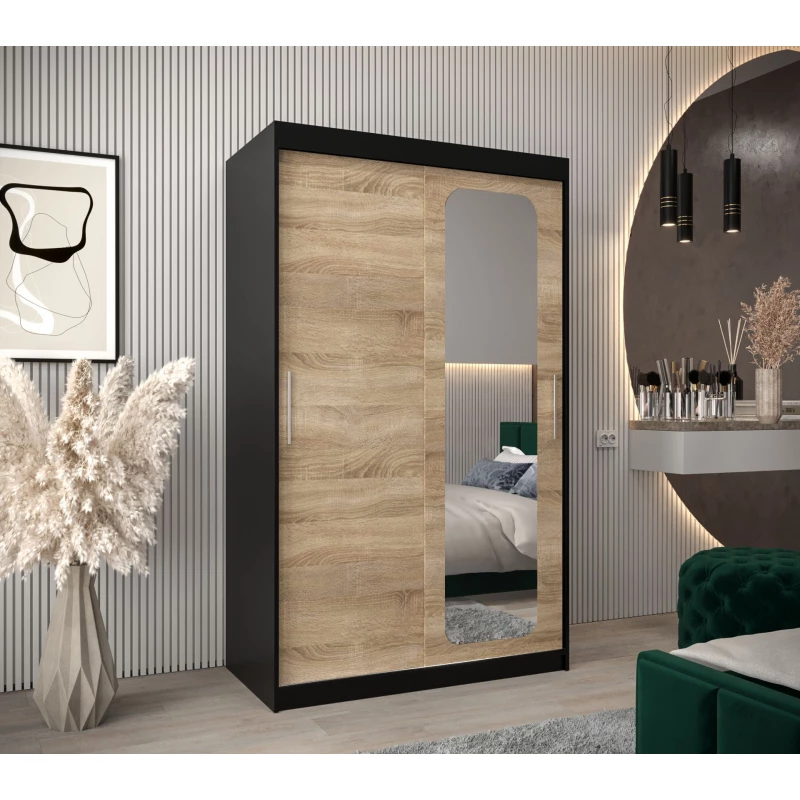 Zrcadlová skříň DONICELA 1 - 120 cm, černá / sonoma