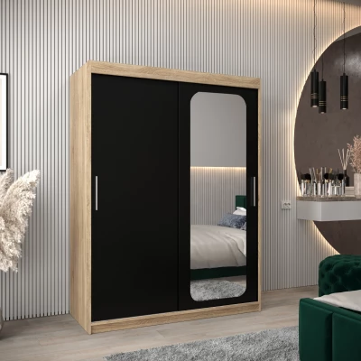 Zrcadlová skříň DONICELA 1 - 150 cm, sonoma / černá