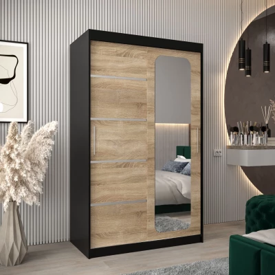 Zrcadlová skříň DONICELA 3 - 120 cm, černá / sonoma