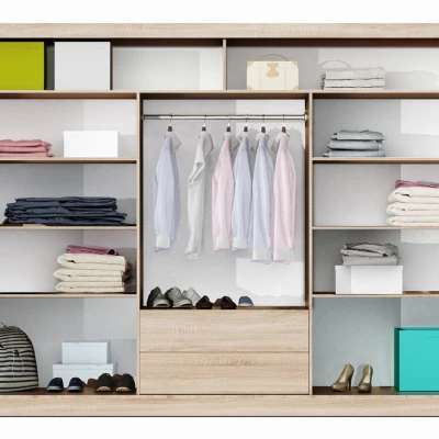 Šatní skříň 250 CHITA se zrcadlem - černá