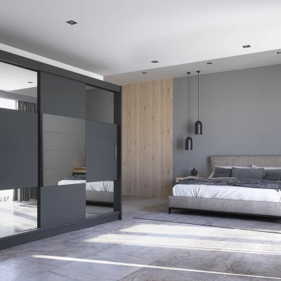 Třídveřová šatní skříň 250 JENNIFER - grafitová