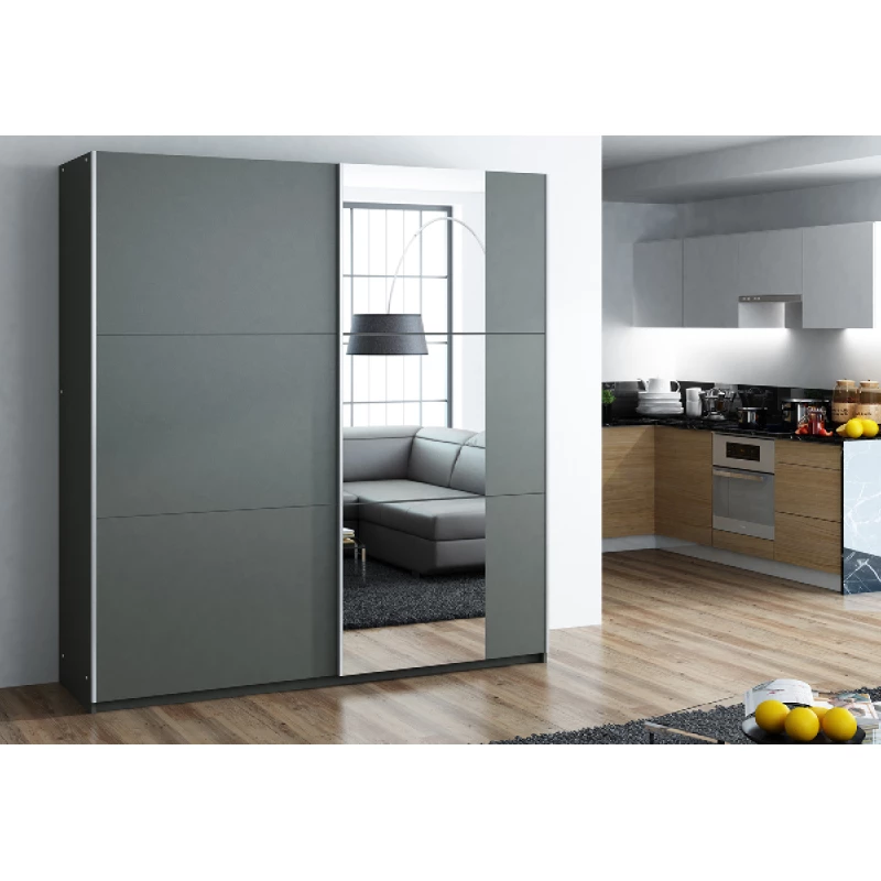 Šatní skříň 151 ZARIA se zrcadlem - grafitová