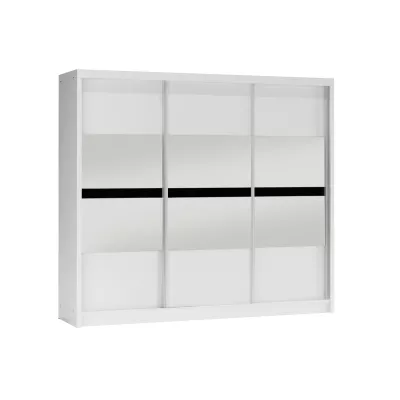 Šatní skříň 250 JANETTA se zrcadlem - bílá / černé sklo