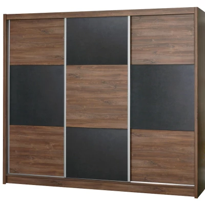 Šatní skříň 250 NAOK s posuvnými dveřmi - dub stirling / hnědý beton