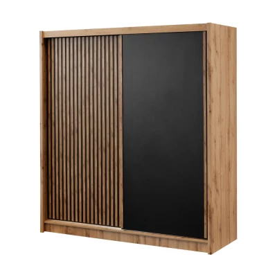 Dvoudveřová šatní skříň 203 ALODIE - dub wotan / černá