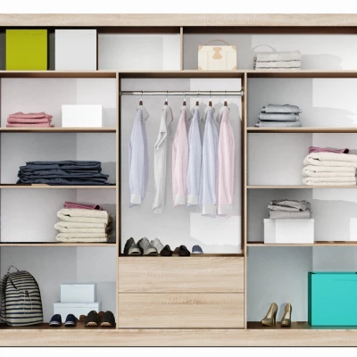 Třídveřová šatní skříň 250 SAULE - dub sonoma