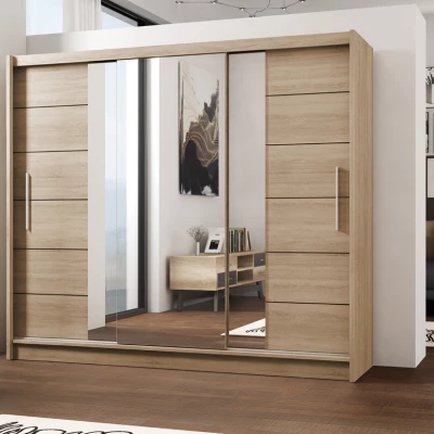 Třídveřová šatní skříň 250 SAULE - dub sonoma