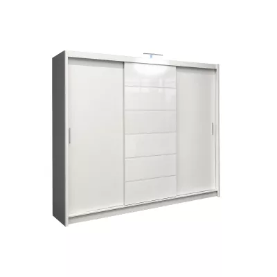 Třídveřová šatní skříň 250 FRANCISKA - bílá / bílé sklo