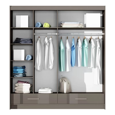 Šatní skříň 208 IREM se zrcadlem - grafitová