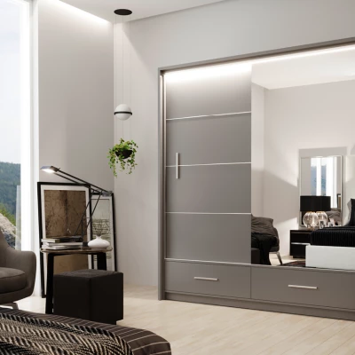 Šatní skříň 208 IREM se zrcadlem - grafitová