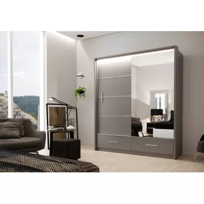 Šatní skříň 208 IREM se zrcadlem - grafitová