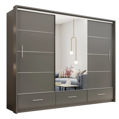 Šatní skříň 255 IREM se zrcadlem - grafitová