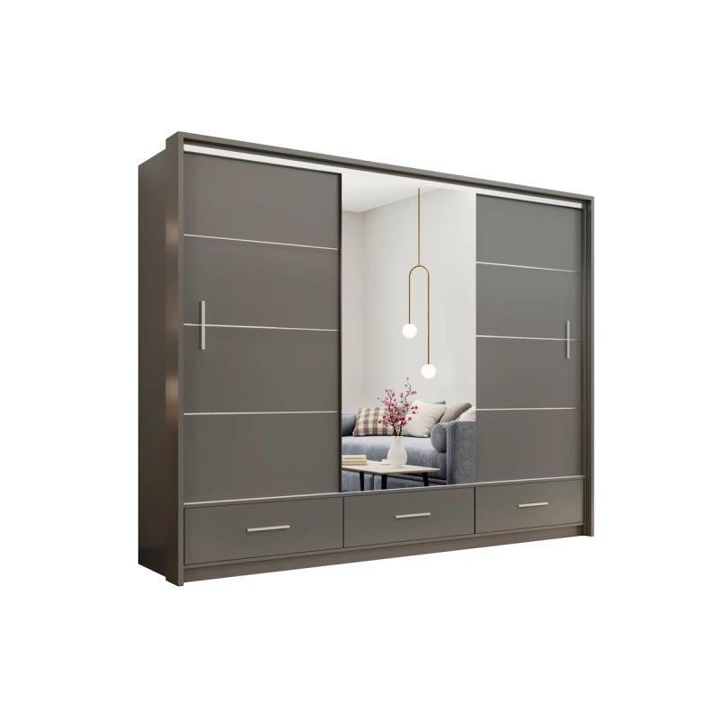 Šatní skříň 255 IREM se zrcadlem - grafitová