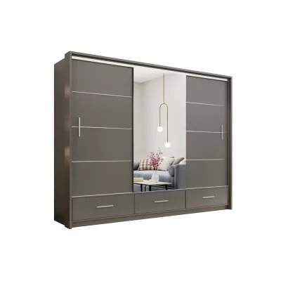 Šatní skříň 255 IREM se zrcadlem - grafitová