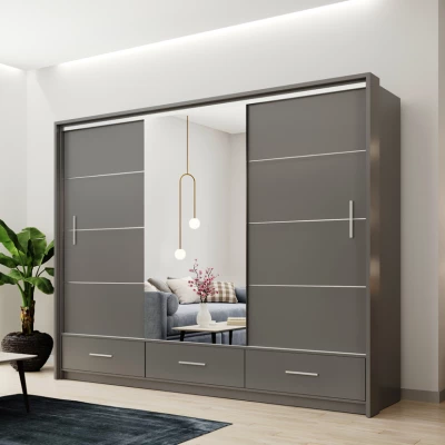 Šatní skříň 255 IREM se zrcadlem - grafitová