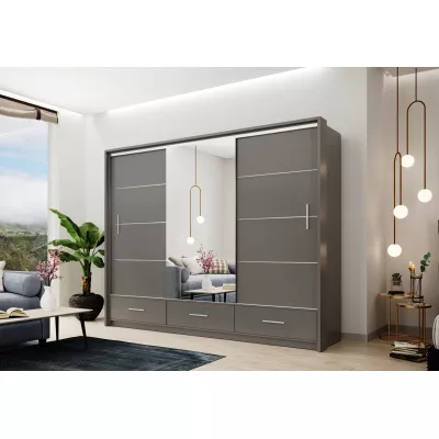 Šatní skříň 255 IREM se zrcadlem - grafitová