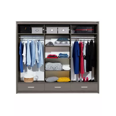 Šatní skříň 255 IREM se zrcadlem - grafitová