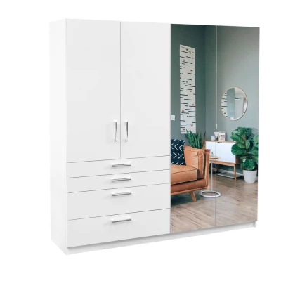 Šatní skříň 200 KRISTINA se zrcadly - bílá