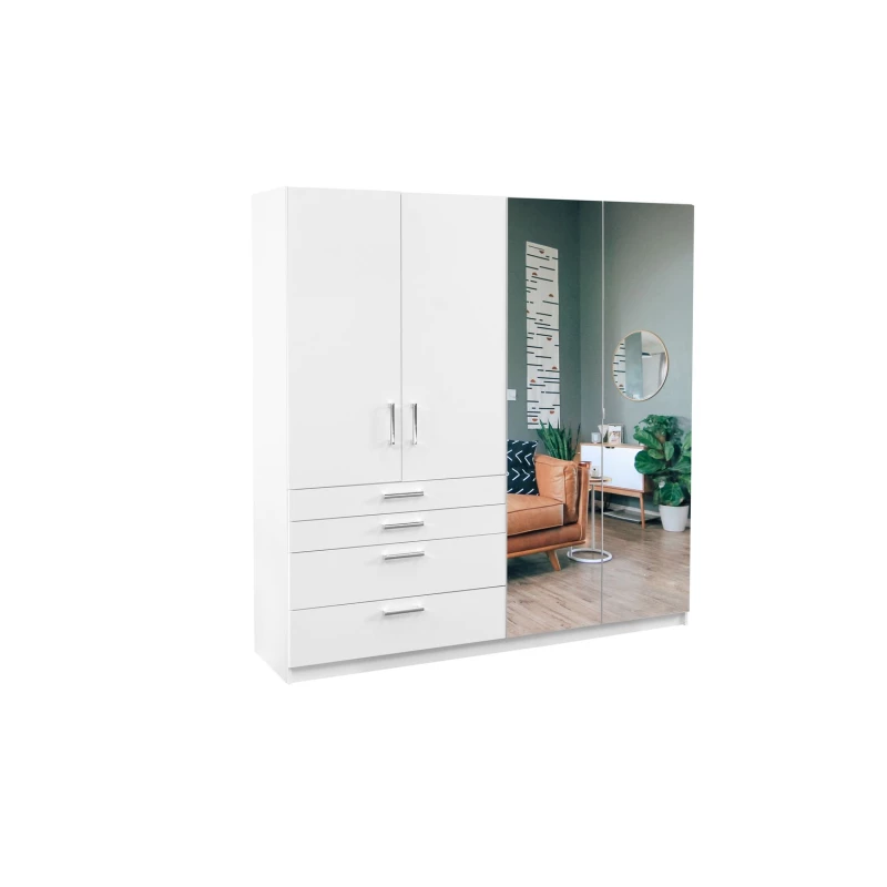 Šatní skříň 200 KRISTINA se zrcadly - bílá