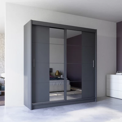 Zrcadlová šatní skříň 203 JOLANTA - grafitová