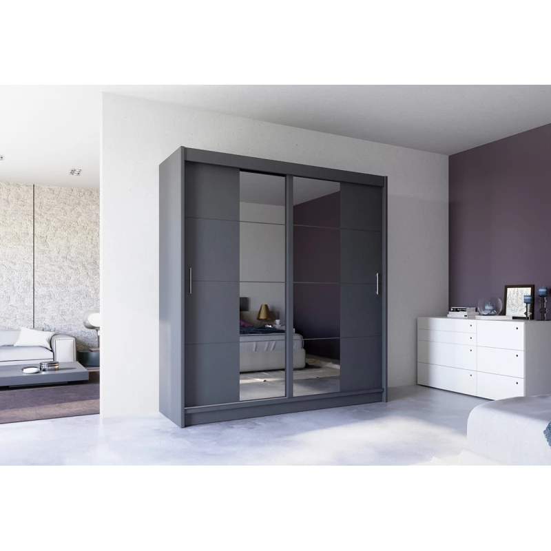 Zrcadlová šatní skříň 203 JOLANTA - grafitová